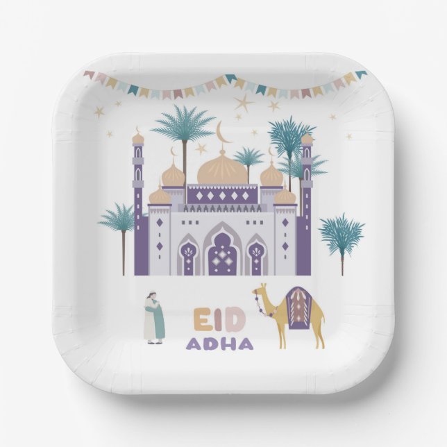 Eid Al Adha in decorative style 1 Paper Plate (Front)