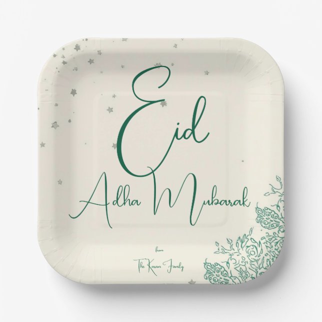 Eid  Al Adha Sage Green Dinner  Paper Plate (Front)