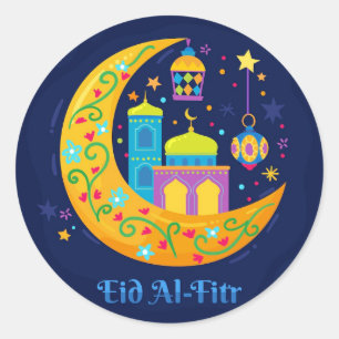 Eid Al Fitr crescent Classic Round Sticker