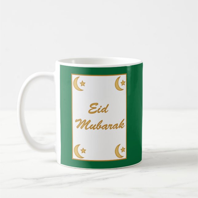 Eid al Fitr Eid Mubarak Green Yellow Gold Moon Coffee Mug (Left)