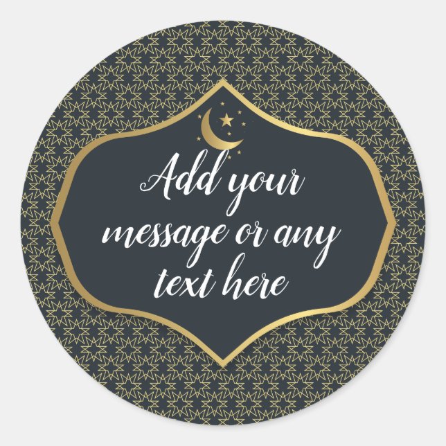 Eid Al-Fitr Gold Dark Blue Classic Round Sticker (Front)