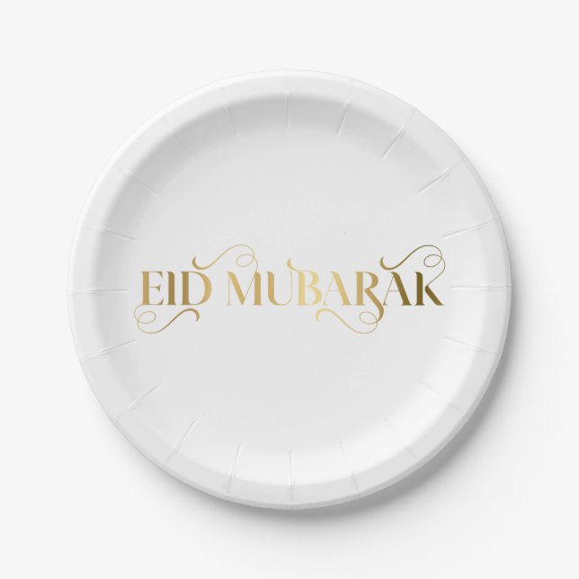 Eid Al Fitr Gold Paper Plate (Front)