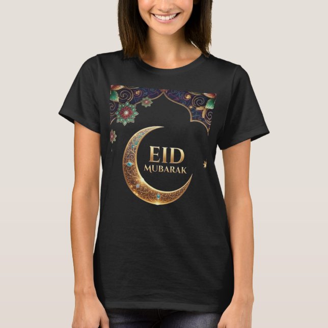 Eid al fitr Islamic celebration Gold And navy T-Shirt (Front)