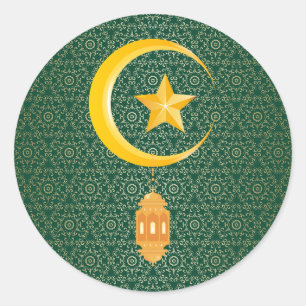 Eid al Fitr Mubarak Ramadan Kareem Moon Star Classic Round Sticker