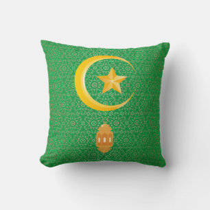Eid al Fitr Mubarak Ramadan Kareem Moon Star Throw Pillow
