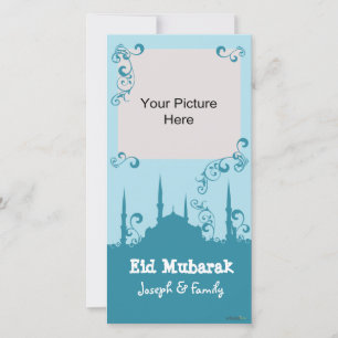 Eid Blue Swirl Photo Cards
