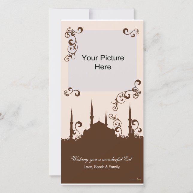 Eid Brown Pink Swirl Photo Cards (Front)
