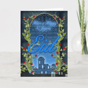 Eid Card, Happy And Joyous Eid, Blue Holiday Card