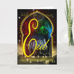 Eid Card, Happy And Joyous Eid, Fireworks Holiday Card