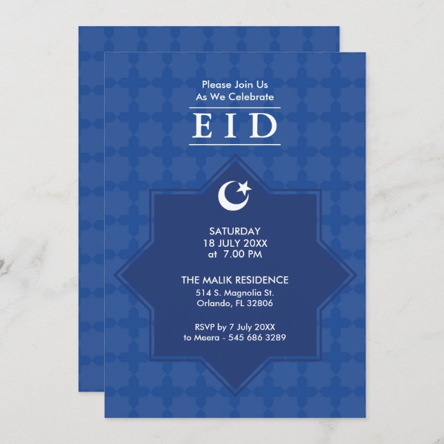 Eid Celebration 8 Pointed Star Party Invitation (Front/Back)
