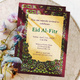 Eid Celebration ornamental Crimson Red Eid Party Invitation