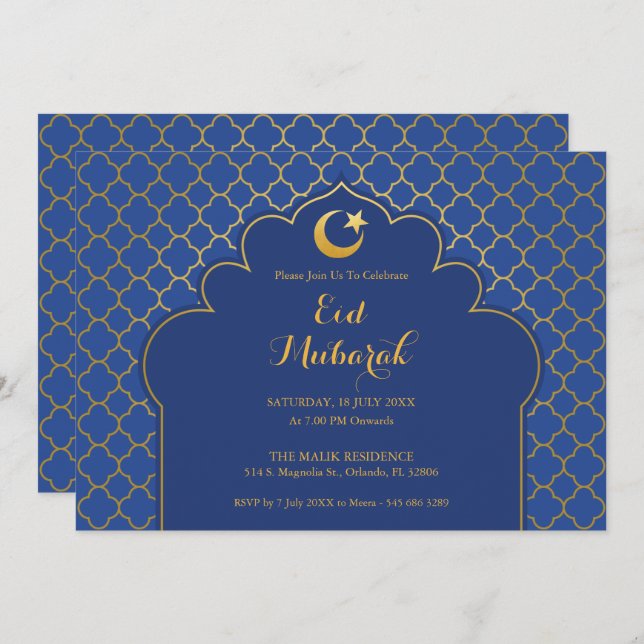 Eid Celebration Party Invitation Morrocan Pattern (Front/Back)