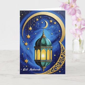 Eid Crescent Stars and Moon Card