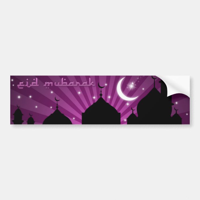 Eid Mosque Purple Night - Bumper Sticker (Front)
