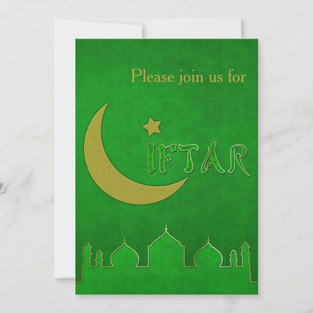 Eid Moubarak Mosquée Vert Or - Invitation Iftar (Devant)