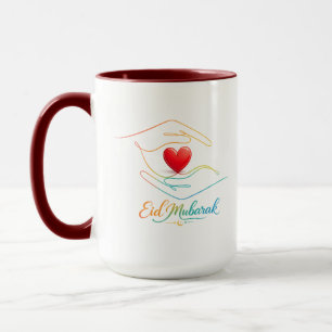 Eid Moubarak Mug avec dessin de cœur en ligne comb