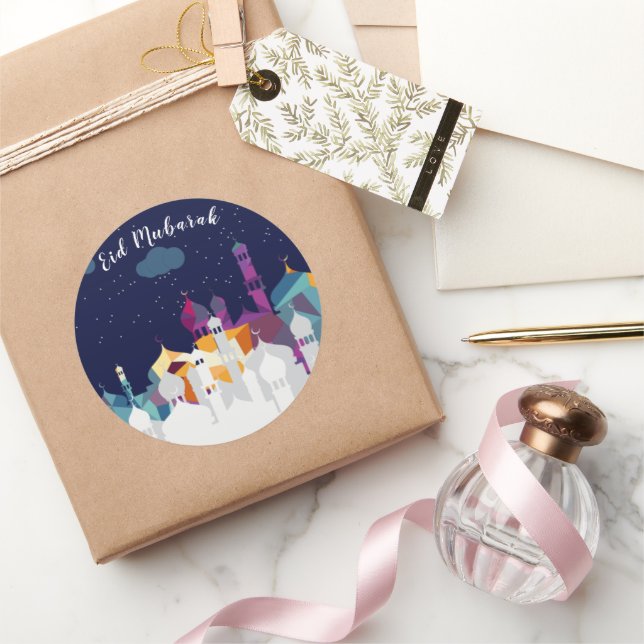 Eid Mubarak Arabian Nights Stories Oriental Palace Classic Round Sticker (Gifting)