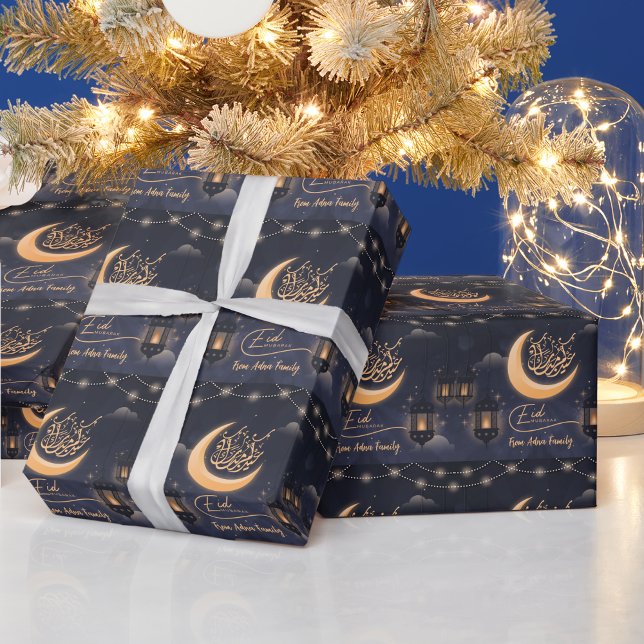 eid mubarak arabic calligraphy muslim wrapping paper (eid mubarak arabic calligraphy muslim gift wrap light star moon calligraphy arabic happy eid holiday)