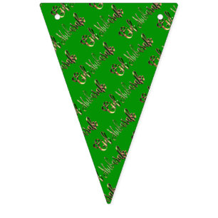 Eid Mubarak Blessed Eid Text Pattern Gold Green Bunting Flags