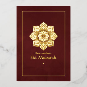 Eid Mubarak Burgundy and Gold Foil Holiday Card