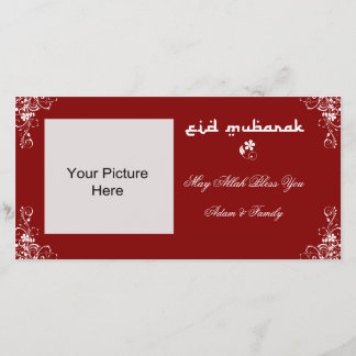 Eid Mubarak Burgundy White Swirl Photo Cards