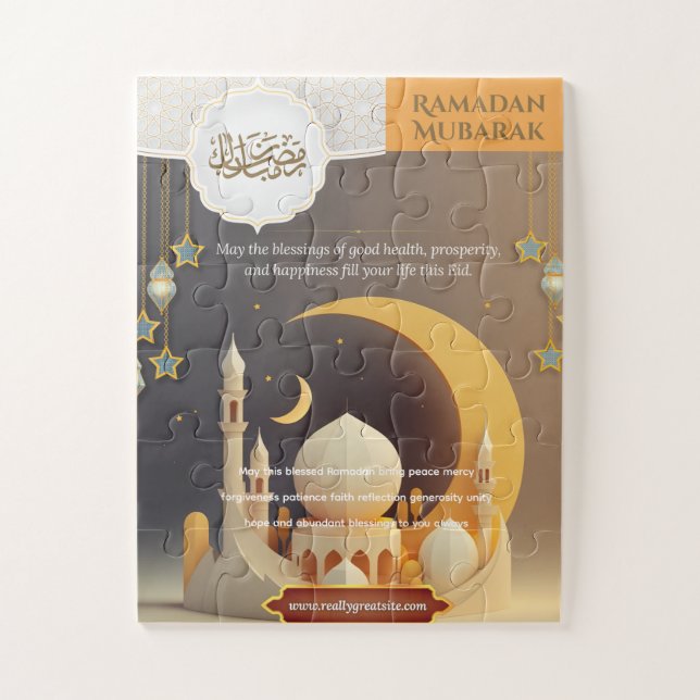 Eid Mubarak Card with Masjid Jigsaw Puzzle (Vertical)