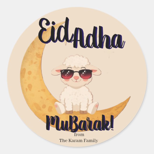 Eid  Mubarak Celebration Gift Classic Round Sticker (Front)