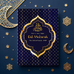 Eid Mubarak Celebration Greeting Card<br><div class="desc">Blue and gold eid mubarak greetings card designed to be quickly and easily customized to your specifics.</div>