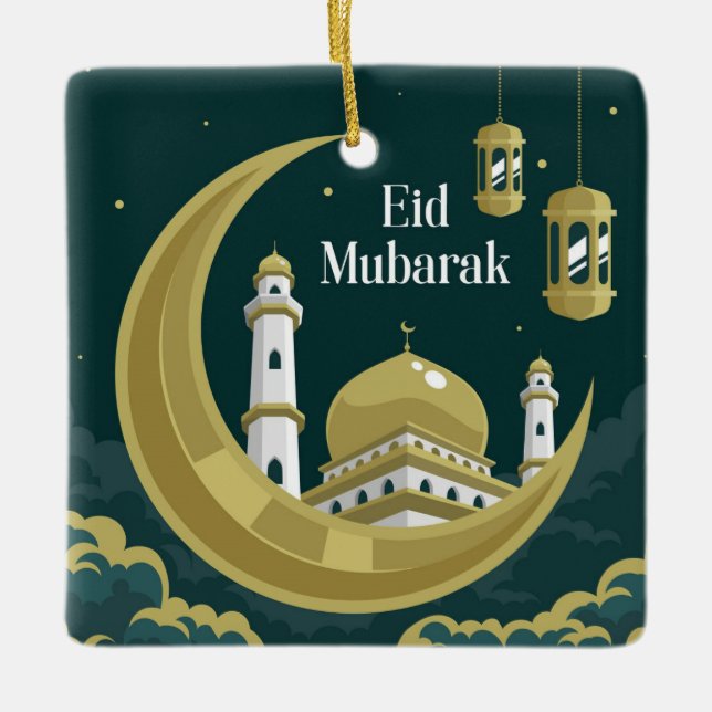 Eid Mubarak Ceramic Ornament (Front)