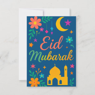 Eid Mubarak - Colorful for Kids Mosque Flowers Invitation