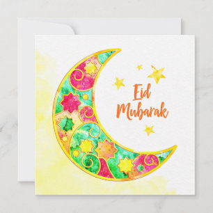 Eid Mubarak Colourful Crescent Holiday Card