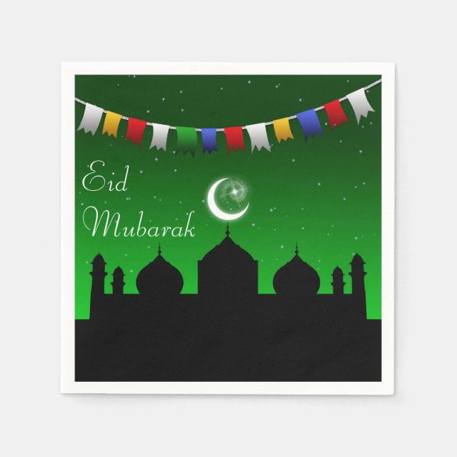 Eid Mubarak Colourful Garland Napkin (Front)