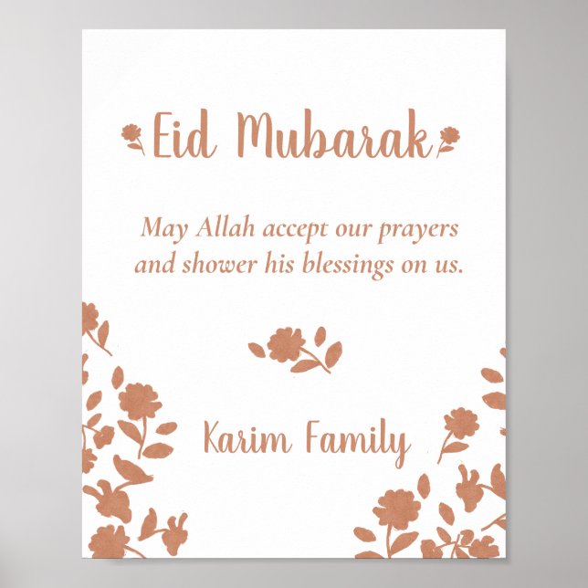 Eid Mubarak Custom Islam Home Decor Floral Unique (Front)