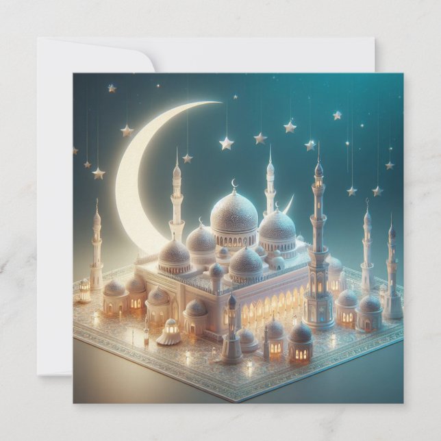 Eid Mubarak Customizable Greetings Text Holiday Card (Front)