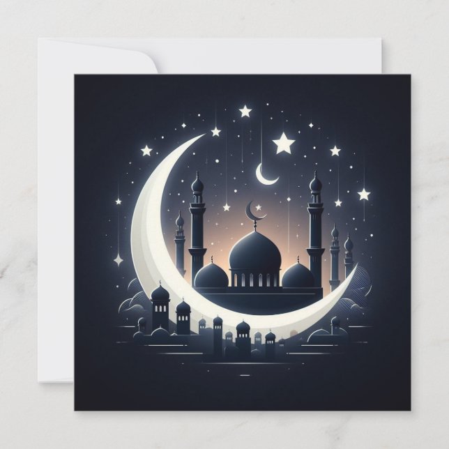 Eid Mubarak Customizable Greetings Text Holiday Card (Front)