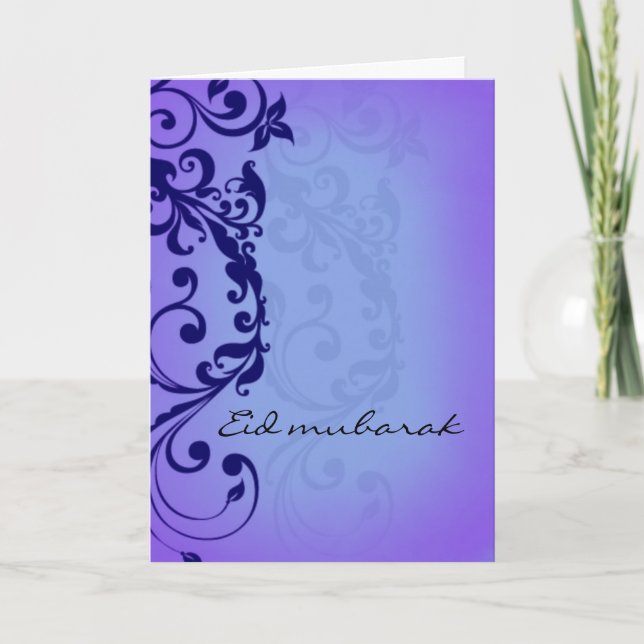 Eid mubarak - deep purple greeting card (Front)
