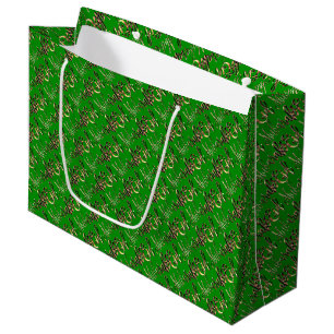 Eid Mubarak Elegant Gold Green Typography Large Gift Bag