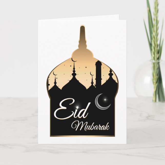 Eid Mubarak Family Photo Greeting Holiday Card (Front)