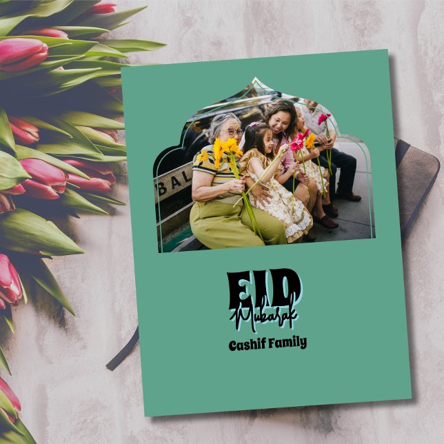 Eid Mubarak Family Photo  Holiday Postcard (Creator Uploaded)