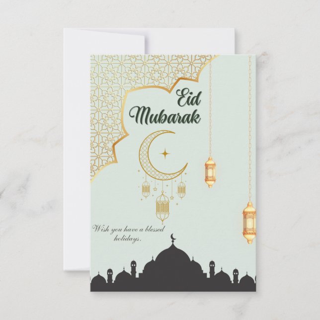 Eid Mubarak Flat Thank You Card  (Front)