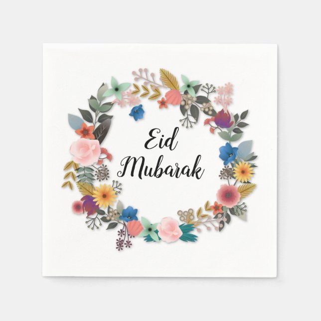 EID MUBARAK FLORAL WREATH NAPKINS (Front)