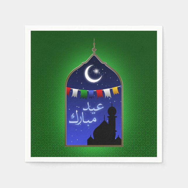 Eid Mubarak Garland Moon Napkin (Front)