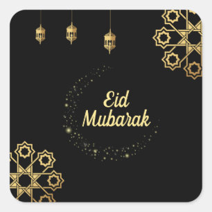 Eid Mubarak Golden Customize Square Sticker