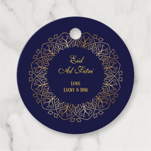 Eid Mubarak Golden Mandala Navy Blue Holiday  Favour Tags
