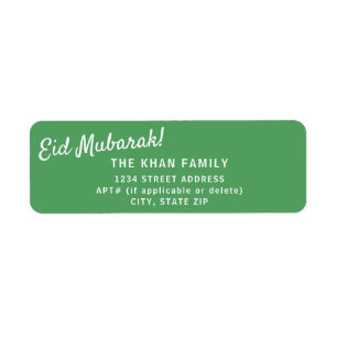 Eid Mubarak Green Return Address Sticker Label