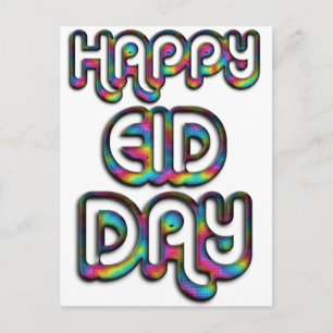 Eid Mubarak Greeting Rainbow Colours Typography Postcard