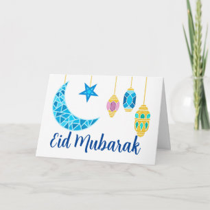 Eid Mubarak Greetings with Fanoos and Moon Card