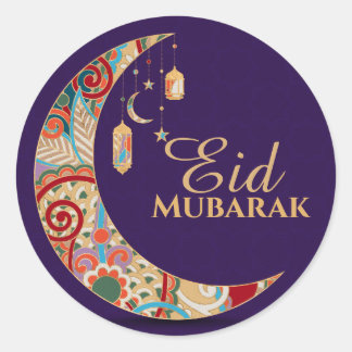 Eid Mubarak - Happy Eid - Colourful Ornament Classic Round Sticker