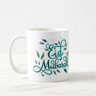 Eid Mubarak in Arabic Calligraphy  In Green Color Coffee Mug