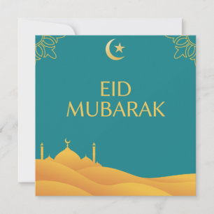 Eid Mubarak in Turquoise Background Invitation